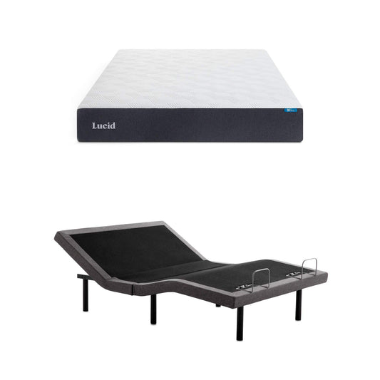 Lucid 10 Inch Firm Gel Memory Foam Mattress and Lucid L300 Adjustable Base, Twin XL