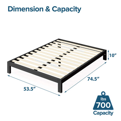 Zinus Full Bed Frame - Arnav 10 inch Metal Bed Frame with Wood Slat Support, No Box Spring Needed, Easy Assembly - Minimalist Platform Bed Frame with Underbed Storage Space, Full Size Modern