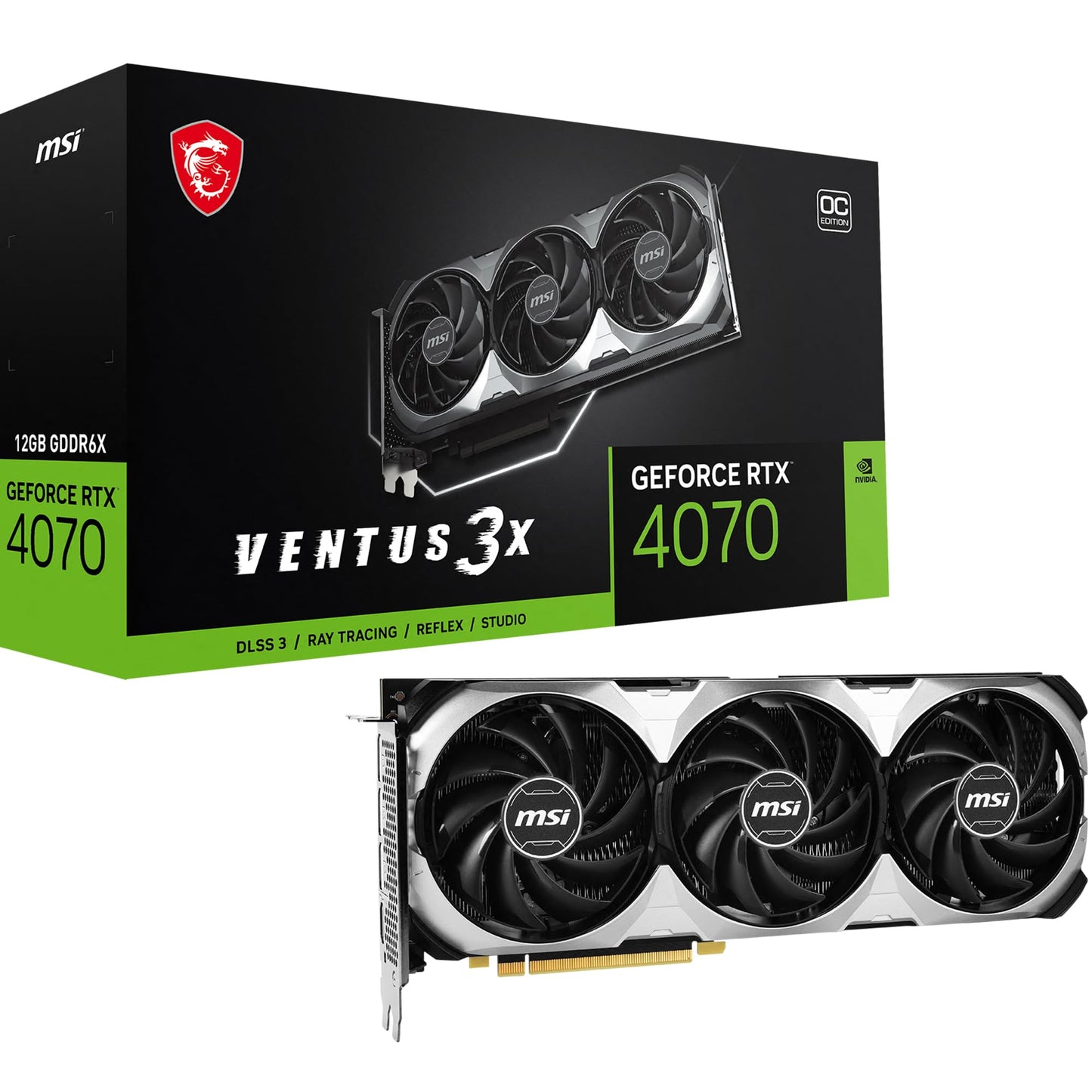 MSI GeForce RTX 4070 Ventus 3X 12G OC (12GB GDDR6X/PCI Express 4.0/2520MHz/21000MHz)