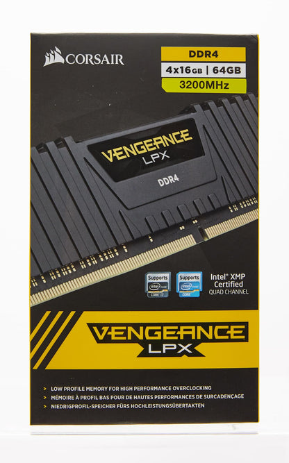 CORSAIR Vengeance LPX 64GB (4x16GB) DDR4 3200 (PC4-25600) C16 1.35V Desktop Memory - Black 4 x 16 GB