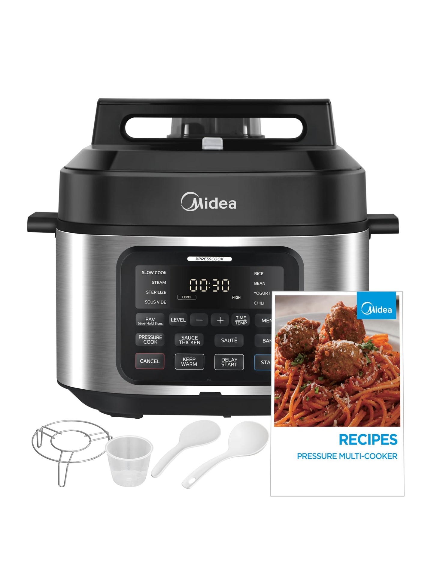 Midea Electric Pressure Cooker 6.5 Quart, 12-in-1 WideMax Slow Cooker, 12 Presets, Multi-Functional Programmable Crock Pot, Rice Cooker, Steamer, Sauté Pan, Cake, Yogurt, Warmer and Stainless Steel