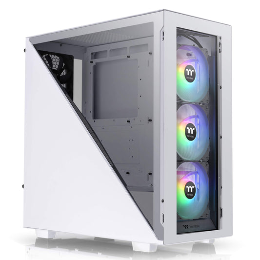 Thermaltake Technoloy Divider 300 ARGB Snow Triangular Tempered Glass Type-C (USB 3.1 Gen 2) Water Cooling Ready ATX Mid Tower Computer Case with 3 120mm ARGB Rear Fan Pre-Installed CA-1S2-00M6WN-01