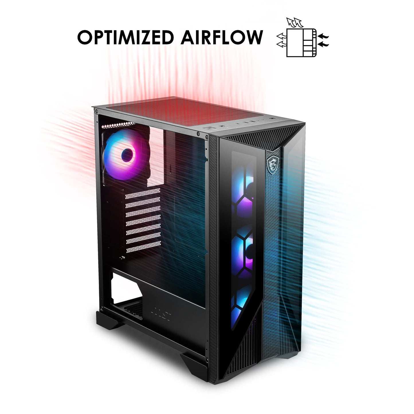 MSI MPG GUNGNIR 120R Premium Mid-Tower PC Gaming Case – Tempered Glass Side Panel – 4X ARGB 120mm Fan – Liquid Cooling Support up to 360mm Radiator