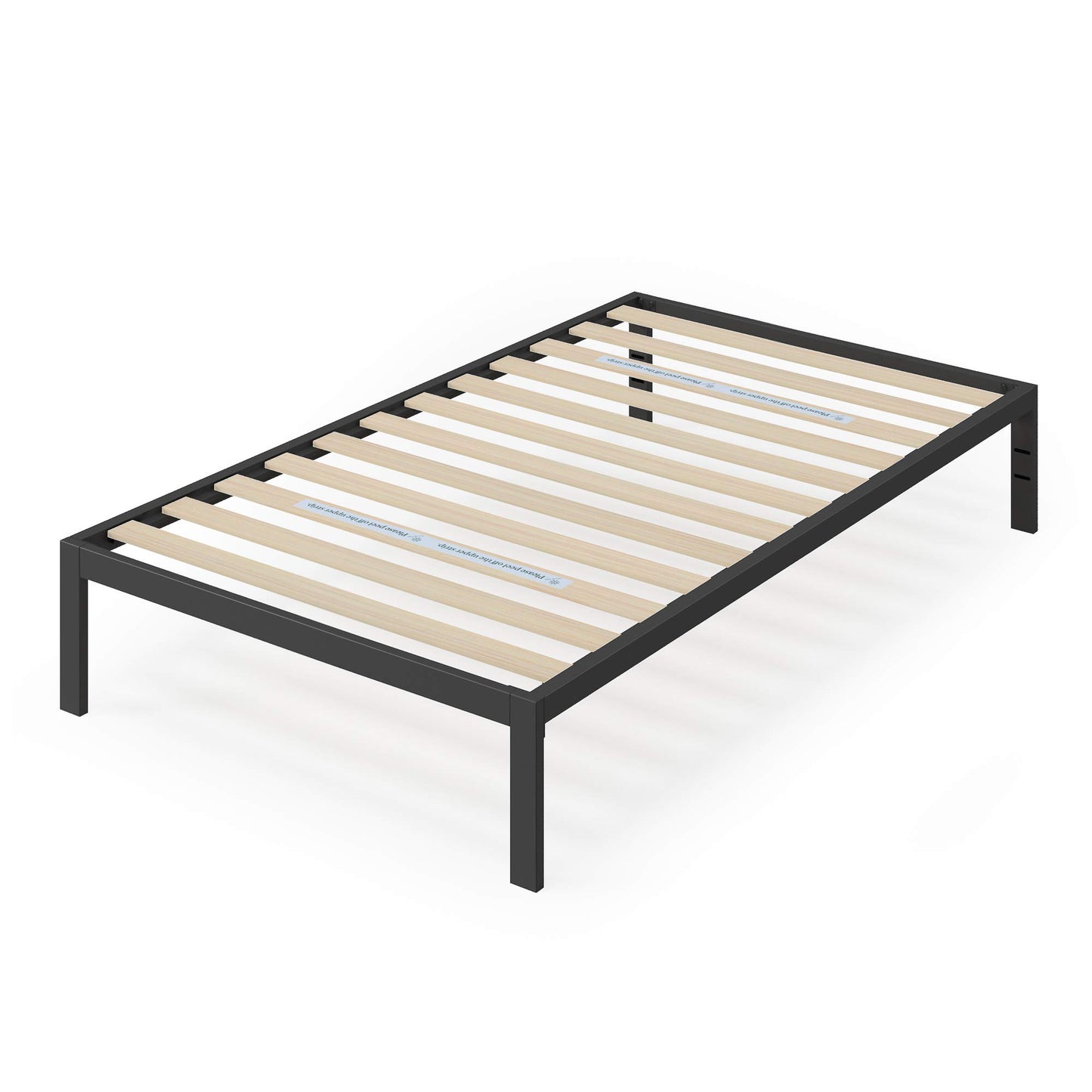 Zinus Twin Bed Frame - Mia 15 inch Metal Bed Frame with Wood Slat Support, No Box Spring Needed, Easy Assembly - Minimalist Platform Bed Frame with Underbed Storage Space, Twin Size Black