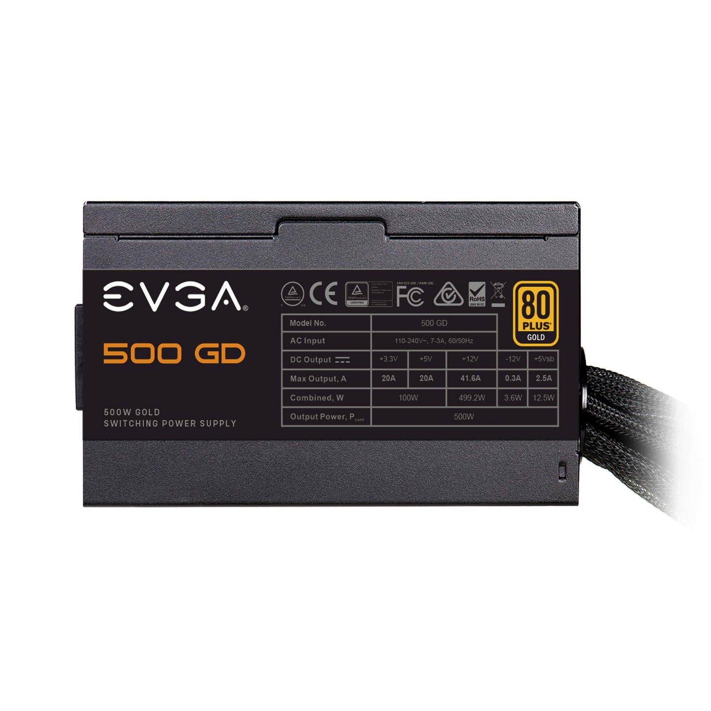 EVGA 500 GD, 80+ GOLD 500W, 5 Year Warranty, Power Supply 100-GD-0500-V1