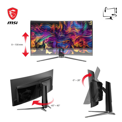 MPG 341CQPX QD-OLED 34-inch Curved OLED Gaming Monitor, 3440 x 1440 (UWQHD), 0.03ms Response time, 240Hz, True Black HDR 400, HDMI, DP Port, USB Type C, Tilt, Height Adjustable