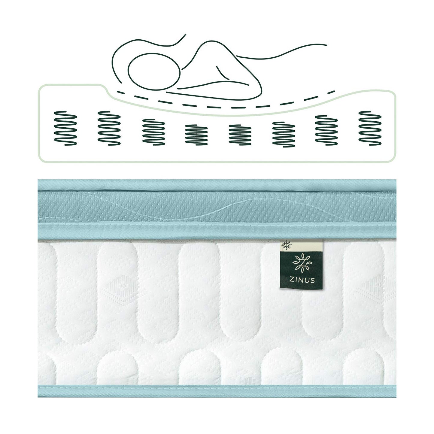 Zinus AZ-MGSM-10K 10 Inch Mint Green Memory Foam Hybrid Spring Mattress, King