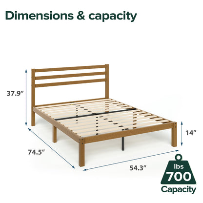 Zinus Full Bed Frame - Leah Bamboo Platform Bed Frame with Headboard - Wood Slat Support, Easy Assembly, No Box Spring Needed, Underbed Storage Space, 5 Year Warranty, Full Size