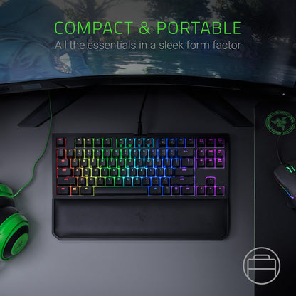 Razer BlackWidow TE Chroma v2 Mechanical Gaming Keyboard: Green Key Switches - Tactile & Clicky - Chroma RGB Lighting - Magnetic Wrist Rest - Programmable Macro Functionality - Classic Black