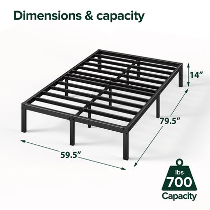 Zinus Queen Bed Frame - Elias 14 Inch Metal Platform Bed Frame - Steel Slat Support, No Box Spring Needed, Underbed Storage Space, Easy Assembly, 5 Year Warranty, Queen Size