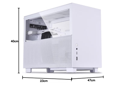 Lian Li Q58 White Color SPCC/Aluminum/Tempered Glass Mini Tower Computer Case, PCIe 3.0 Riser Card Cable Included - Q58W3