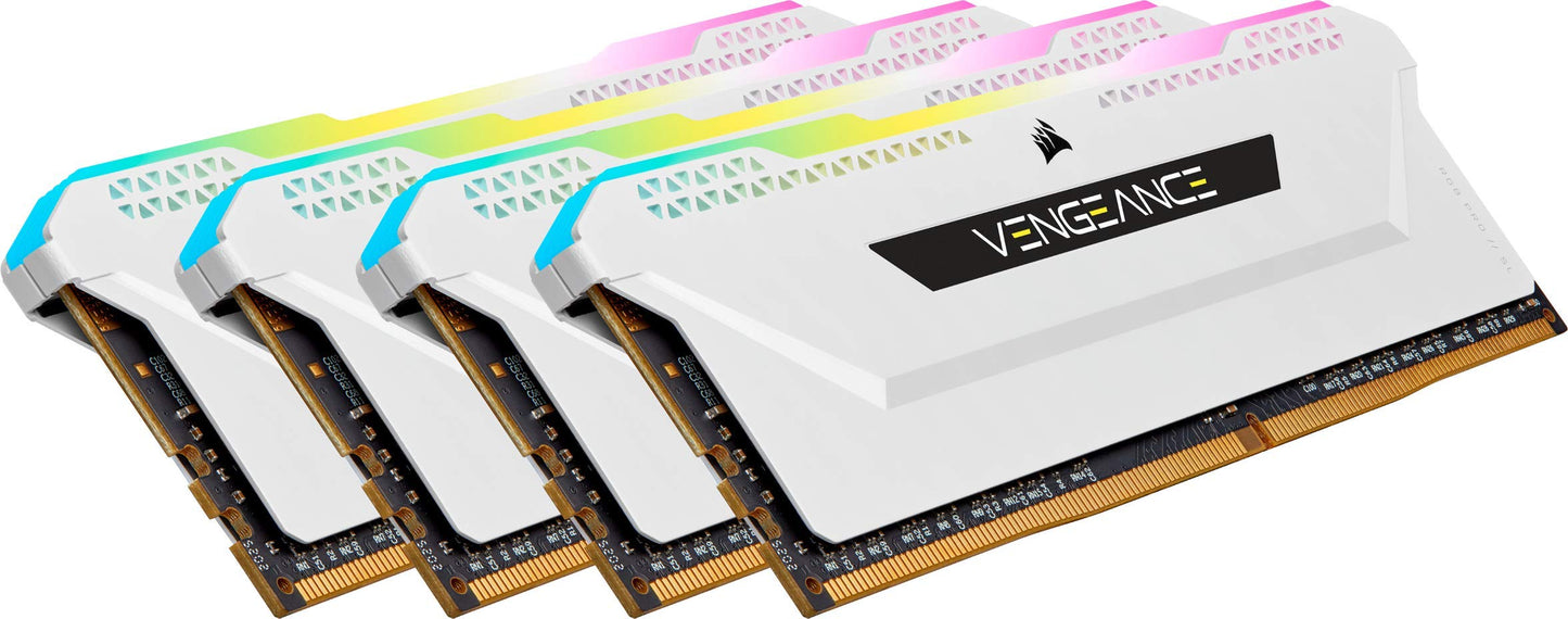 Corsair Vengeance RGB Pro SL 32GB (4x8GB) DDR4 3200 (PC4-25600) C16 1.35V - White (CMH32GX4M4E3200C16W) 3200 MHz 32GB (4x8GB)