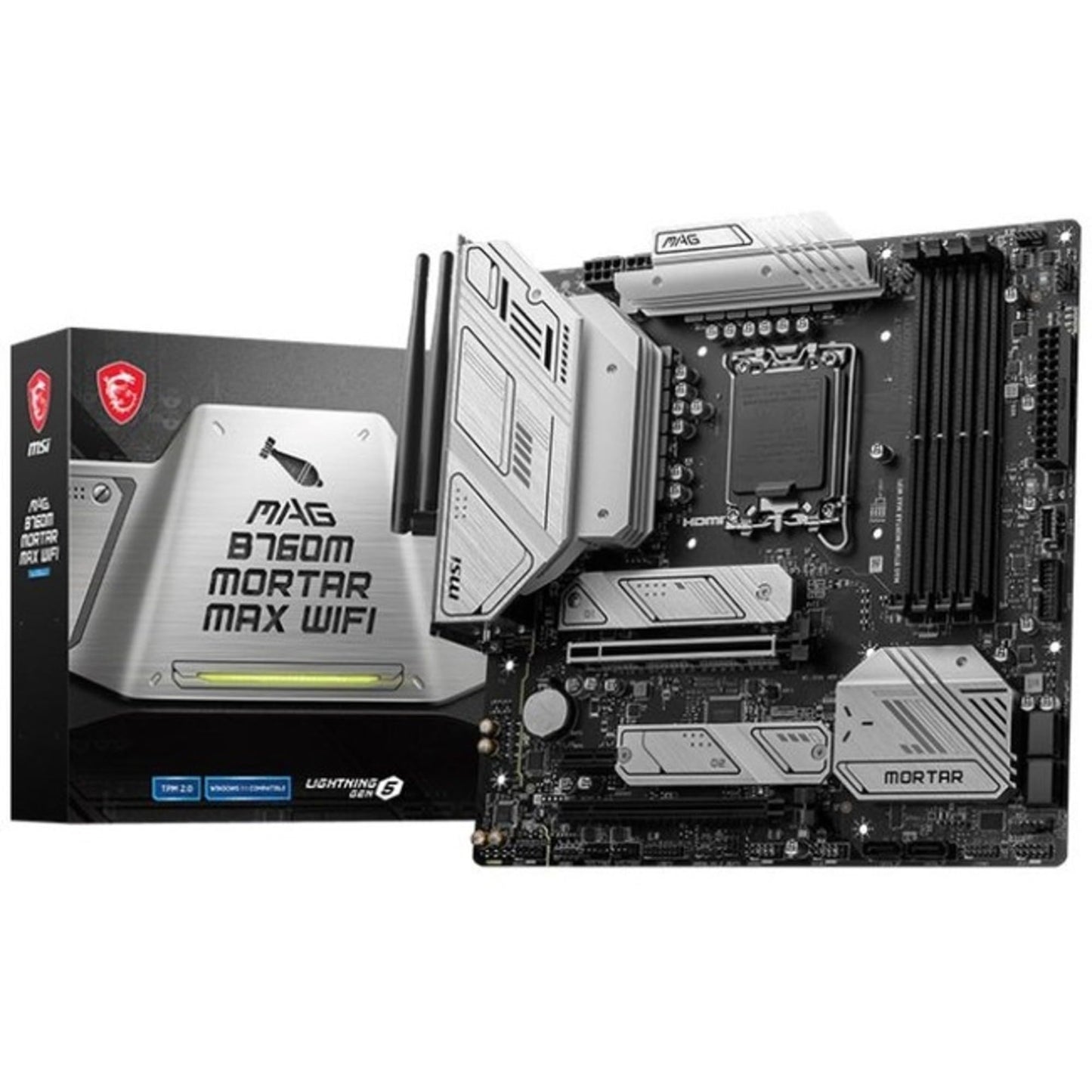 MSI MAG B760M Mortar WiFi Gaming Motherboard (Supports 12th/13th Gen Intel Processors, LGA 1700, DDR5, PCIe 5.0, M.2, 2.5Gbps LAN, USB 3.2 Gen2, Wi-Fi 6E, mATX)