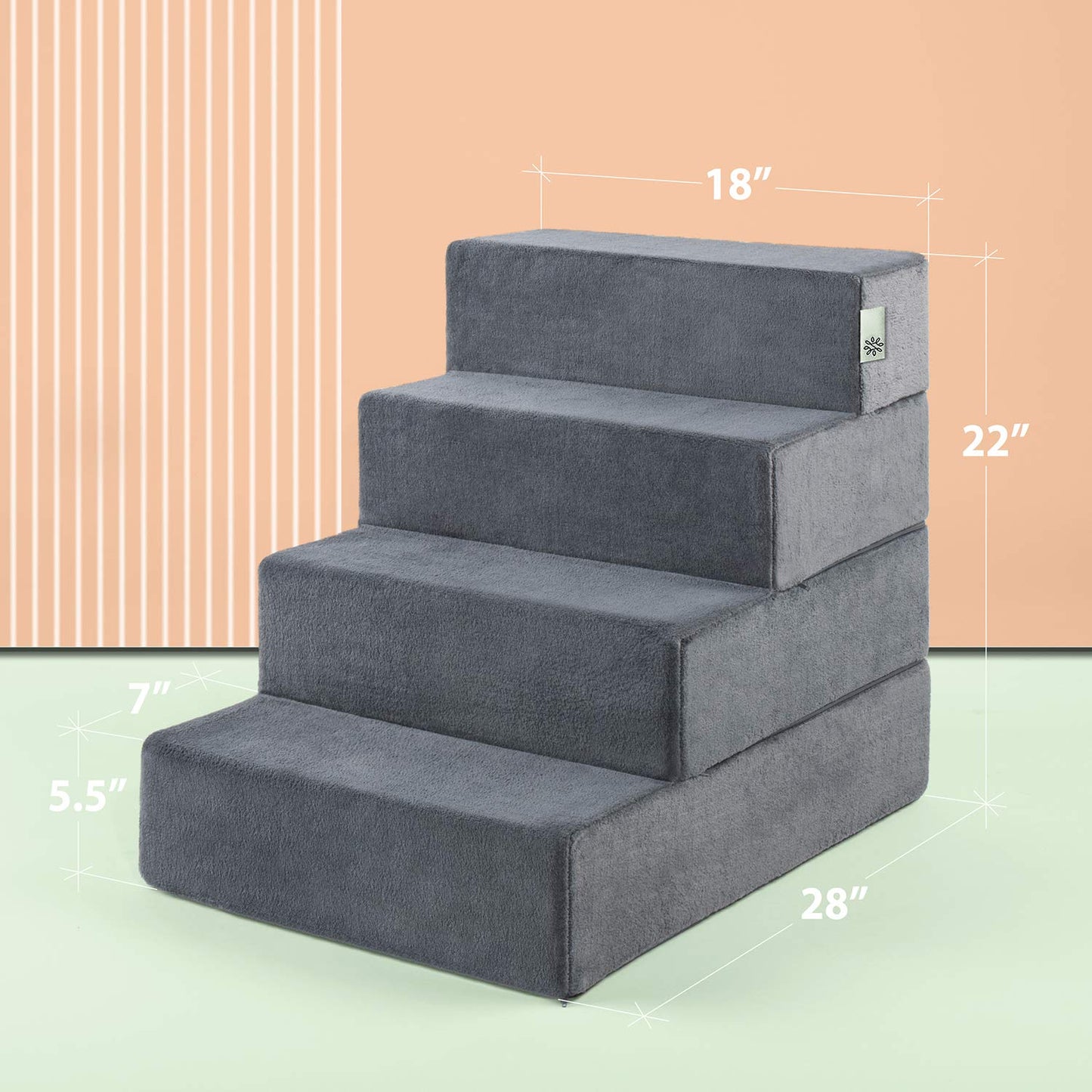 Zinus Easy Pet Stairs/Pet Ramp/Pet Ladder, Large, Charcoal