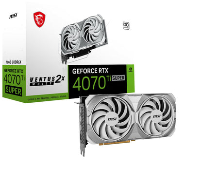 MSI Gaming RTX 4070 Ti Super 16G Ventus 2X White OC Graphics Card (NVIDIA RTX 4070 Ti Super, 256-Bit, Boost Clock: 2655 MHz, 16GB GDRR6X 21 Gbps, HDMI/DP, Ada Lovelace Architecture)