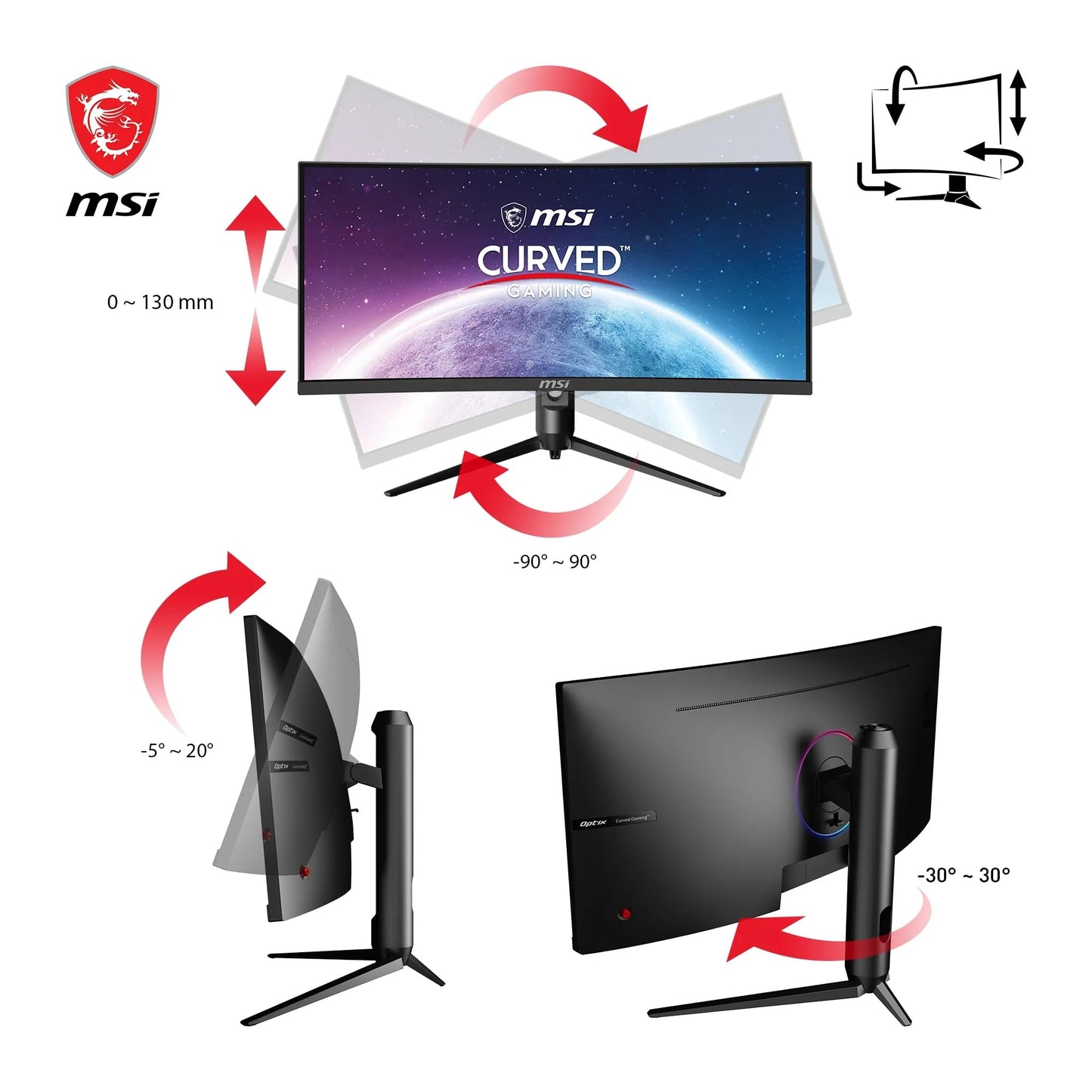 MSI Optix MAG301CR2 29.5 Inch WFHD Curved Gaming Monitor - 1500R 2560 x 1080 VA Panel, 200 Hz / 1ms, 103% sRGB Colour Gamut, FreeSync Premium - DP 1.2a, HDMI 2.0b CEC MSI Optix MAG301CR2