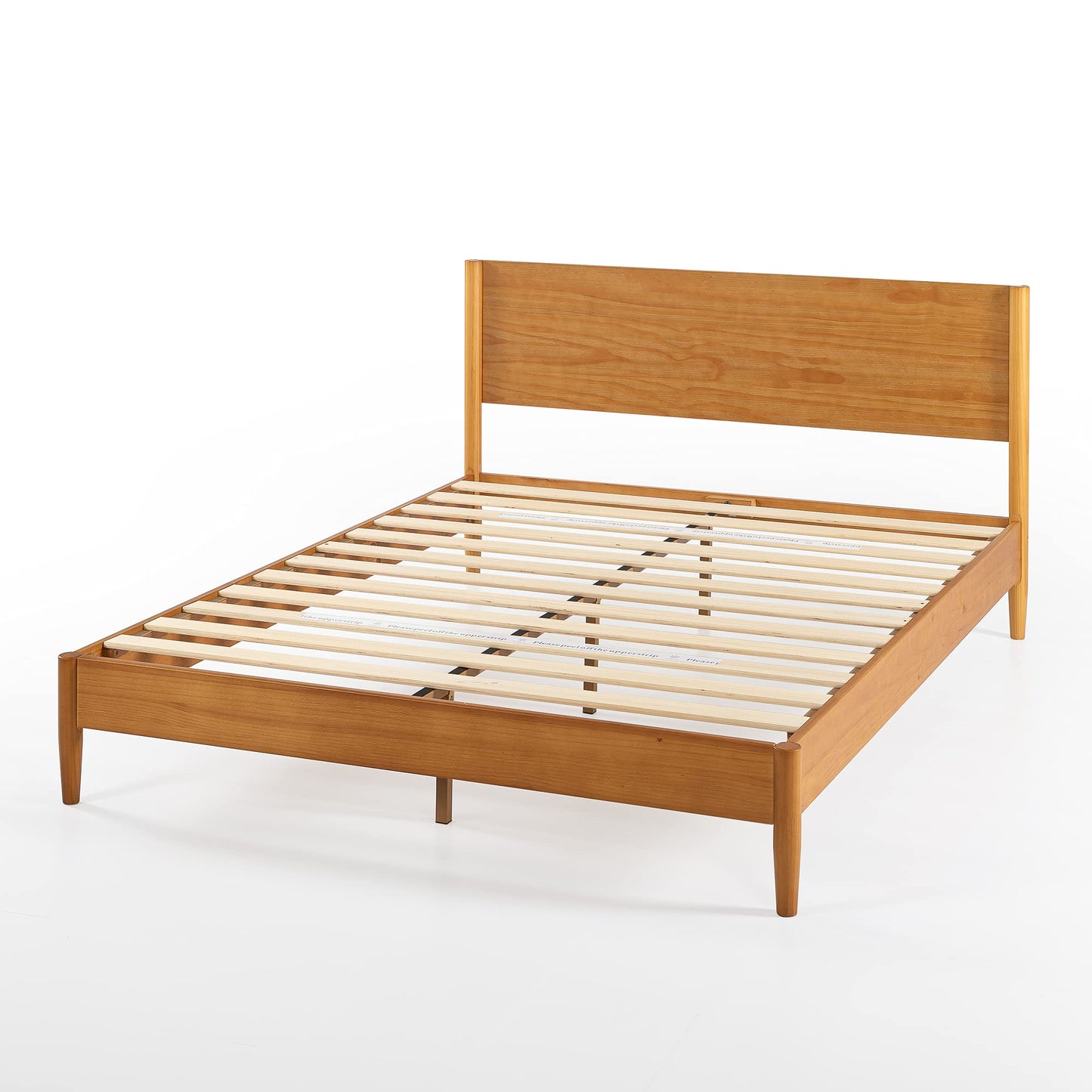 ZINUS Allen Mid Century Wood Platform Bed Frame, Solid Wood Foundation, Wood Slat Support, No Box Spring Needed, Easy Assembly, Full, Brown