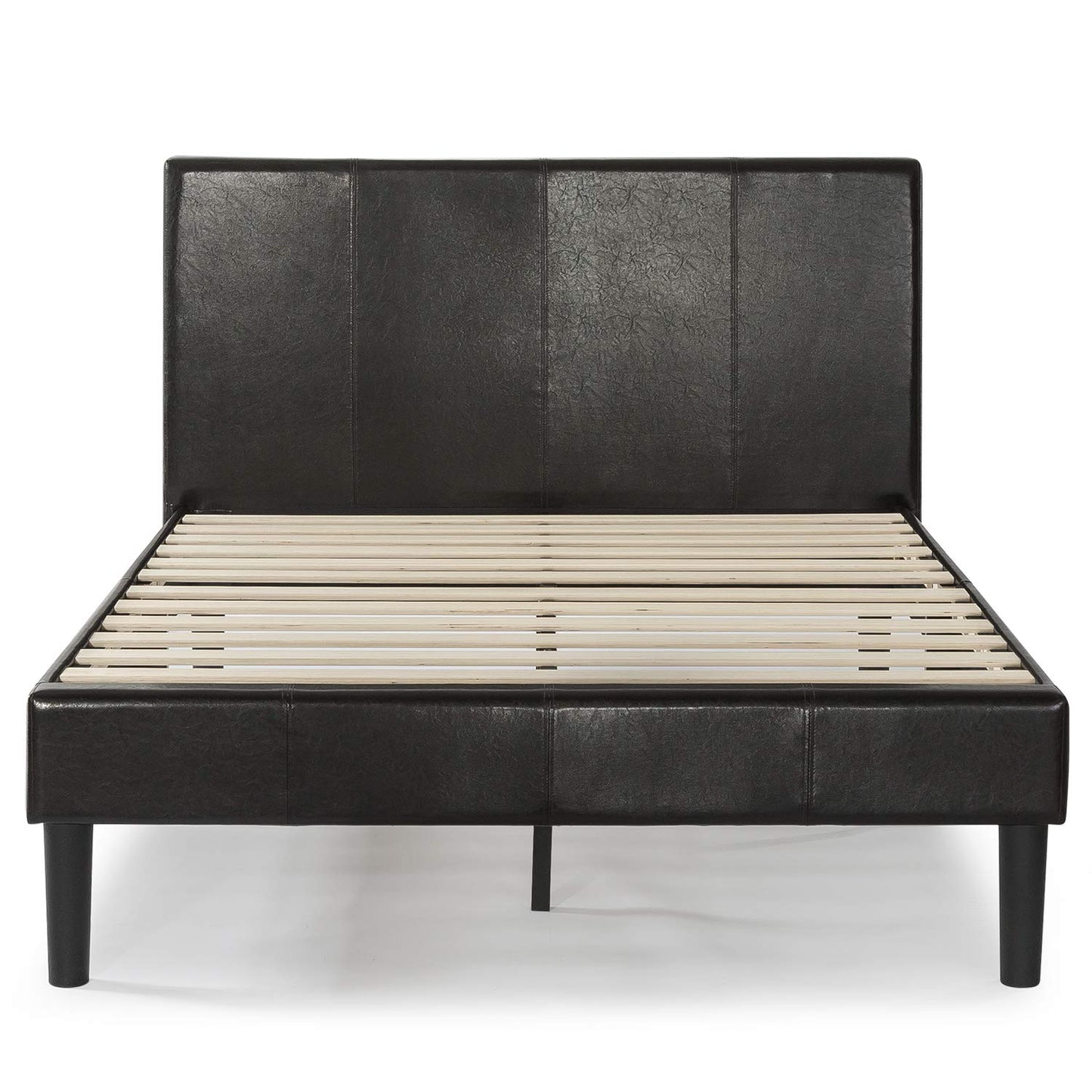 Zinus Deluxe Faux Leather Upholstered Platform Bed with Wooden Slats, Twin Standard