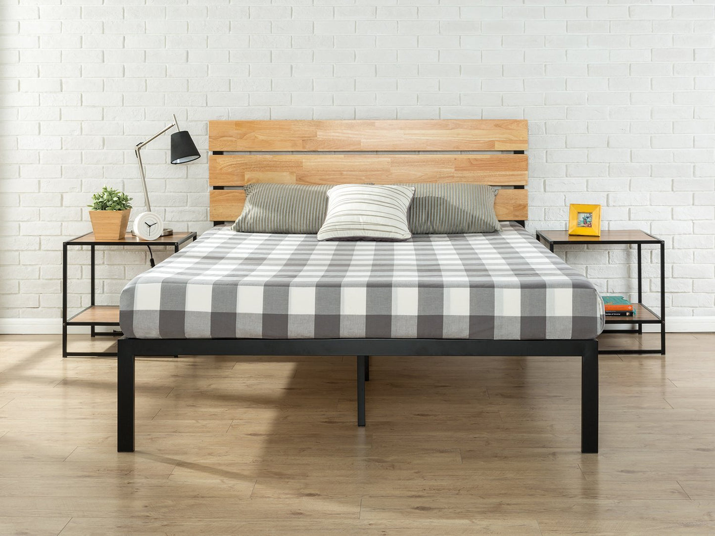 Zinus King Bed Frame - Paul 14 Inch Platform Bed Frame with Wood Headboard, Durable Metal & Wood Construction with Wood Slat Support, Easy Assembly, No Box Spring Needed, Underbed Storage Space, King Size