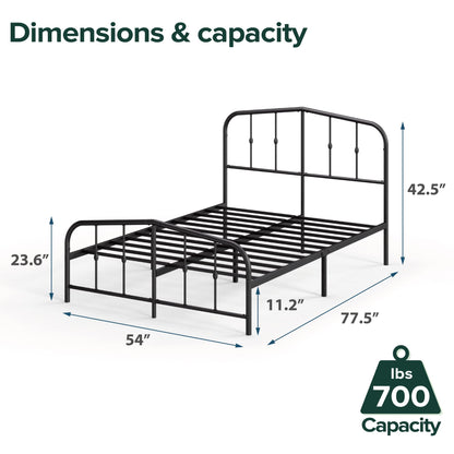 Zinus Full Bed Frame - Heidi Metal Platform Bed Frame with Headboard and Footboard - Steel Mattress Foundation, No Box Spring Needed, Underbed Storage Space, 5 Year Warranty, Black, Full