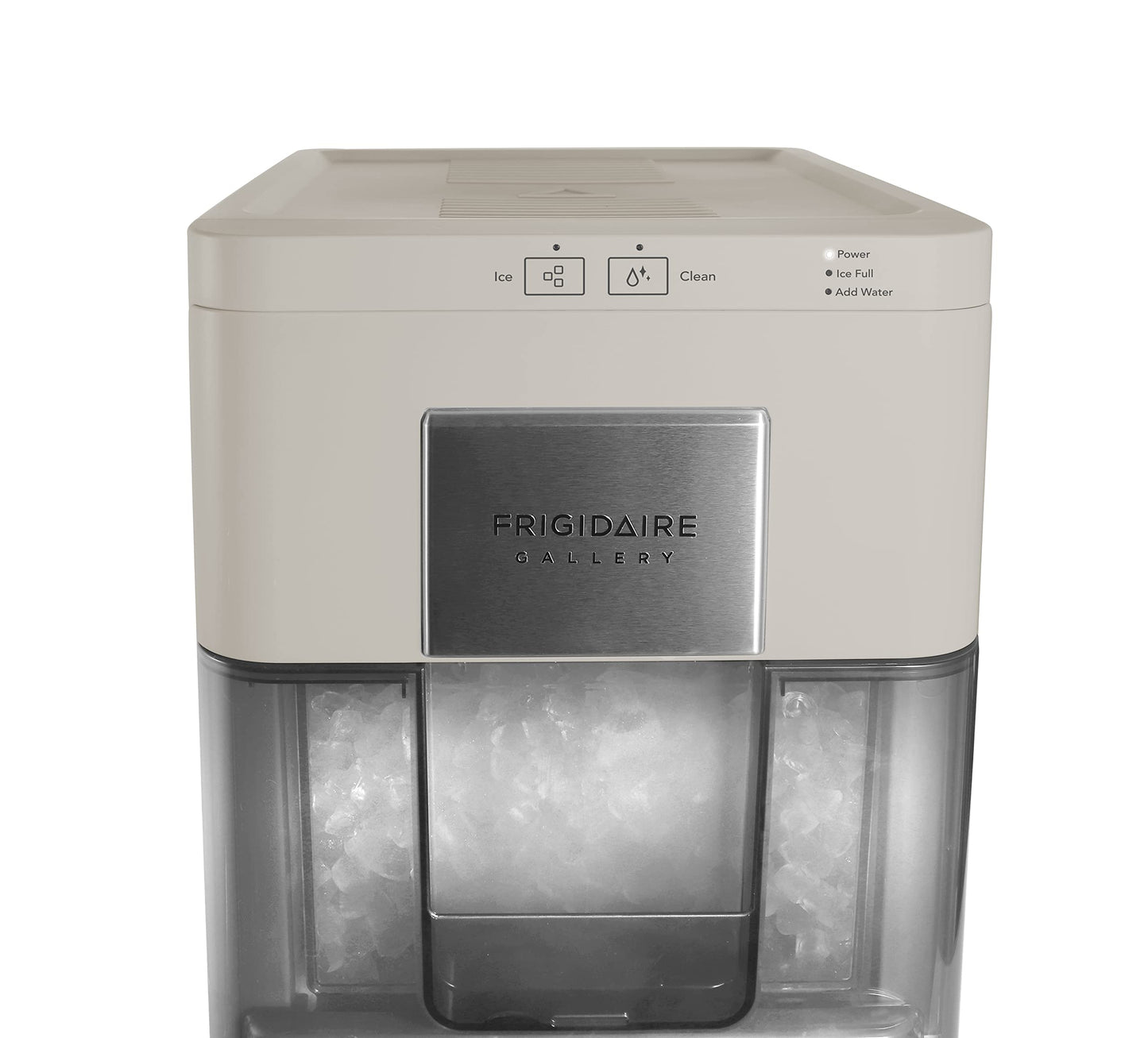 FRIGIDAIRE Gallery Countertop Crunchy Chewable Nugget Ice Maker, 44lbs per Day, Auto Self Cleaning, 2.0 Gen- 14.6" D x 10.00" W x 16.5" H (Cream)