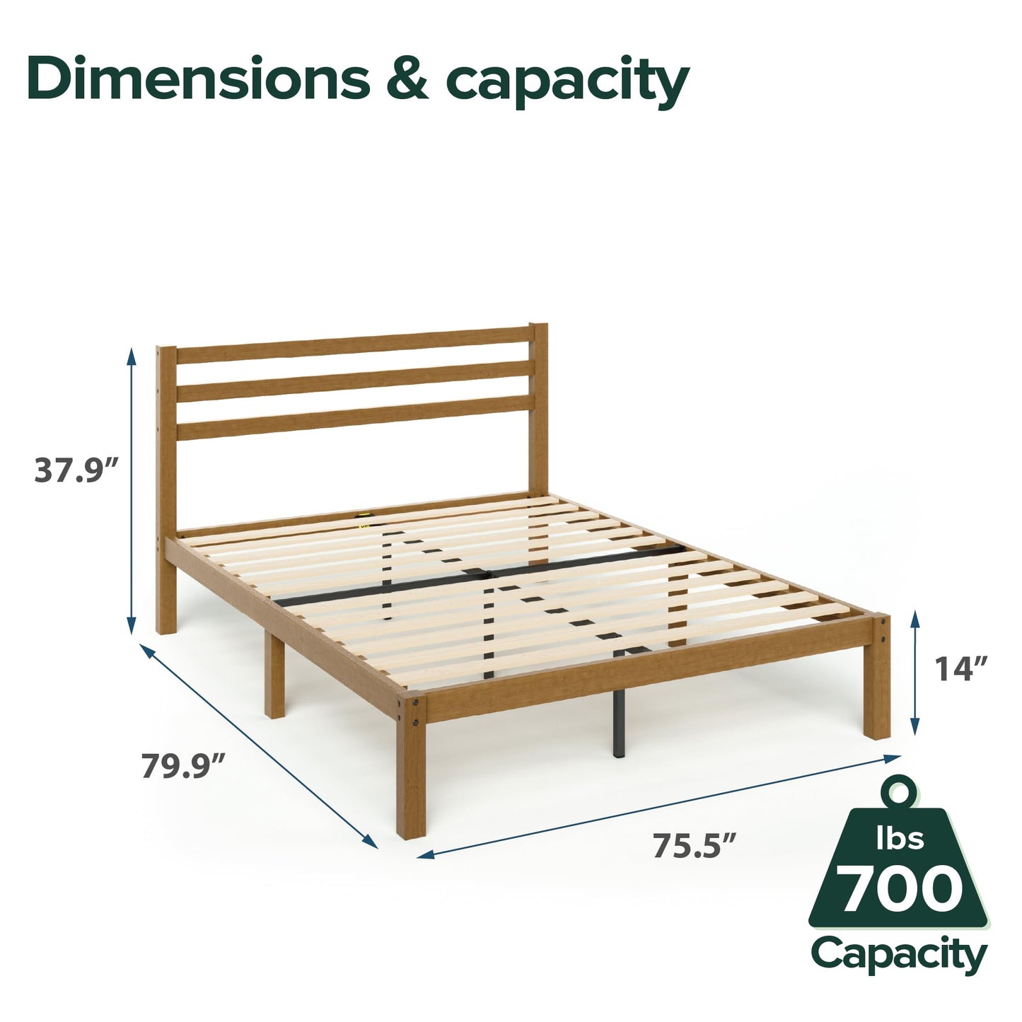 Zinus King Bed Frame - Leah Bamboo Platform Bed Frame with Headboard - Wood Slat Support, Easy Assembly, No Box Spring Needed, Underbed Storage Space, 5 Year Warranty, King Size