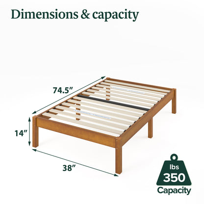 Zinus Twin Bed Frame - Ellie 14 Inch Sustainable Bamboo Platform Bed Frame - Wood Slat Support, No Box Spring Needed, Underbed Storage Space, Easy Assembly, 5 Year Warranty, Twin Size