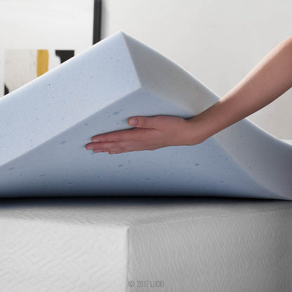 LUCID 4 Inch Gel Memory Foam Mattress Topper-Ventilated Design-Ultra Plush-Twin Twin