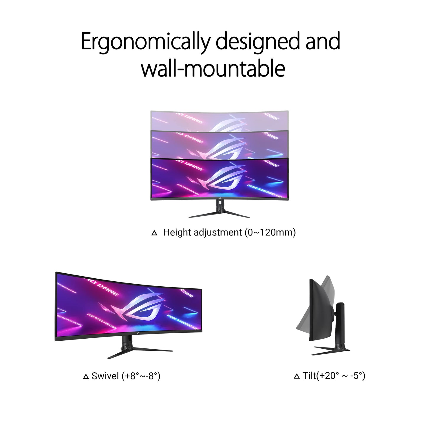 ASUS ROG Strix 49” Ultra-Wide Curved HDR Gaming Monitor (XG49WCR) - Dual QHD 32:9 (5120 x 1440), 165Hz, Extreme Low Motion Blur Sync, USB-C, RJ45, DisplayHDR400, 90% DCI-P3, Dual Input-KVM Switch 49" Curved QHD 32:9 165Hz Docking Smart KVM VA