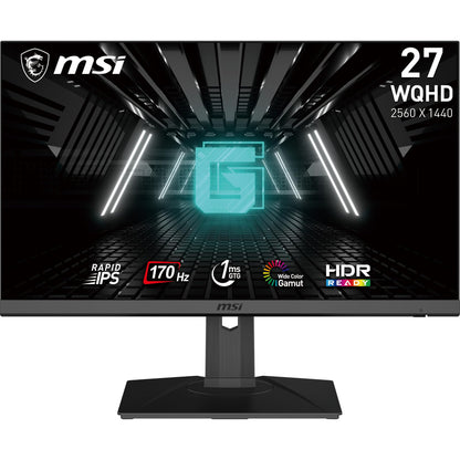 MSI G272QPF, 27" Gaming Monitor, 2560 x 1440 (QHD), Rapid IPS, 1ms, 170Hz, G-Sync Compatible, HDR Ready, HDMI, Displayport, Tilt, Swivel, Height Adjustable, Pivot MSI G272QPF