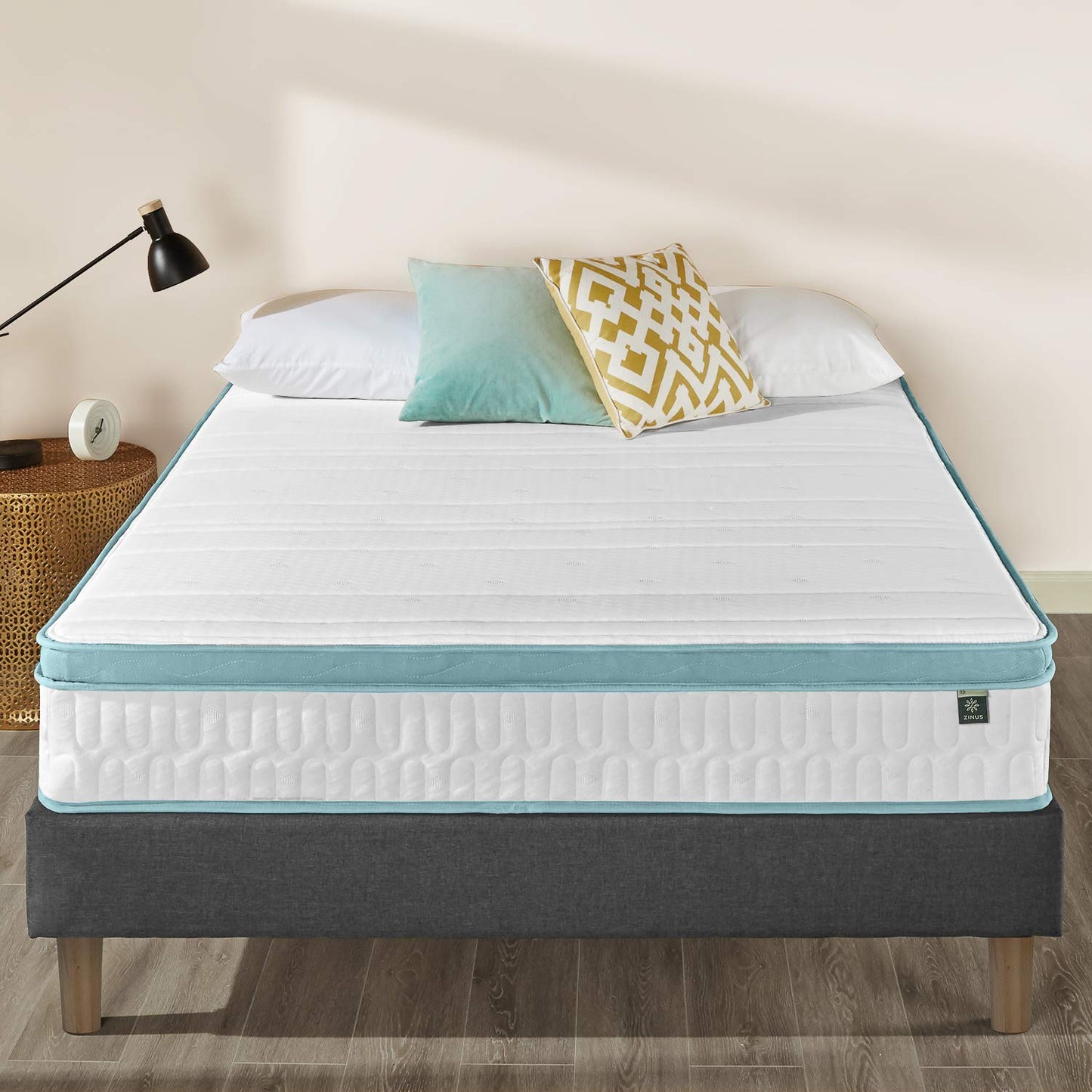 Zinus AZ-MGSM-10K 10 Inch Mint Green Memory Foam Hybrid Spring Mattress, King