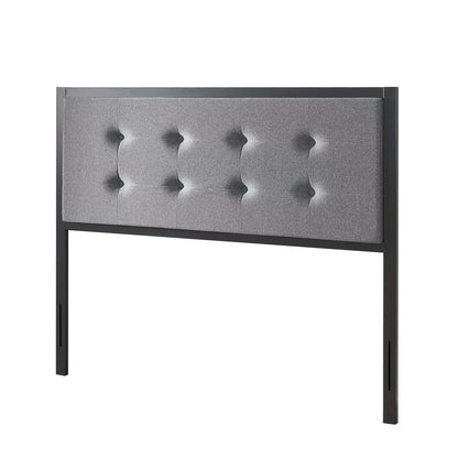 Zinus HBTG-K Button Tufted Grey Upholstered Metal Headboard, King