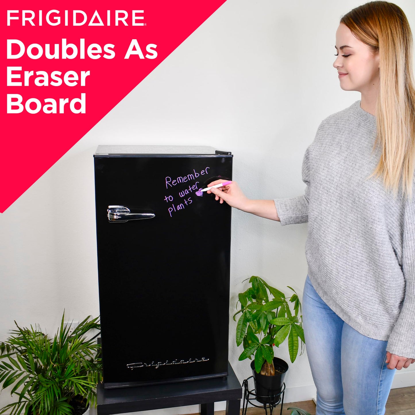 FRIGIDAIRE EFR331-BLACK 3.2 Cu ft Eraser Board Mini Compact Dorm Fridge (Black) Black