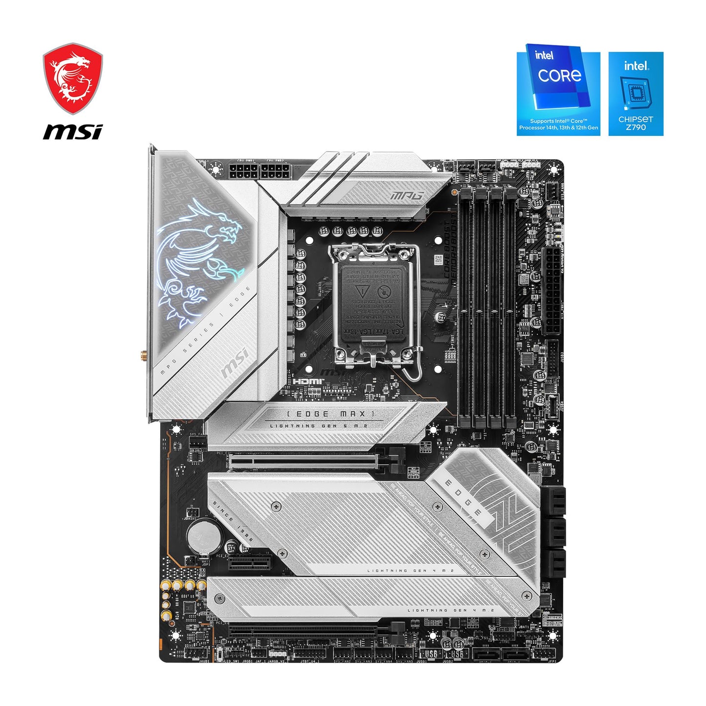 MSI MPG Z790 Edge TI MAX WiFi Gaming Motherboard (Supports 12th/13th Gen Intel Processors, LGA 1700, DDR5, PCIe 5.0, M.2, 2.5Gbps LAN, USB 3.2 Gen2, Wi-Fi 7, ATX)