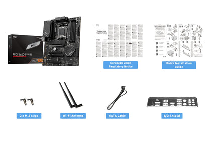 MSI PRO B650-P WiFi ProSeries Motherboard (AMD AM5, ATX, DDR5, PCIe 4.0, M.2, SATA 6Gb/s, USB 3.2 Gen 2, HDMI/DP, Wi-Fi 6E, AMD Ryzen 7000 Series Desktop Processors)