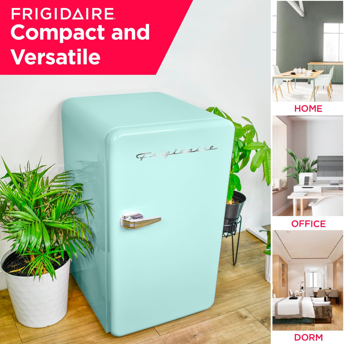 Frigidaire EFR372-MINT 3.2 Cu Ft Retro Compact Rounded Corner Premium Mini Fridge, Mint Refrigerator