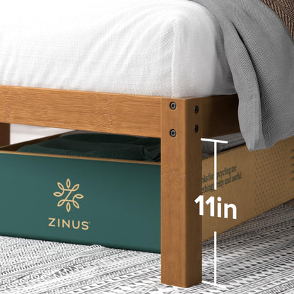 Zinus Twin Bed Frame - Leah Bamboo Platform Bed Frame with Headboard - Wood Slat Support, Easy Assembly, No Box Spring Needed, Underbed Storage Space, 5 Year Warranty, Twin Size