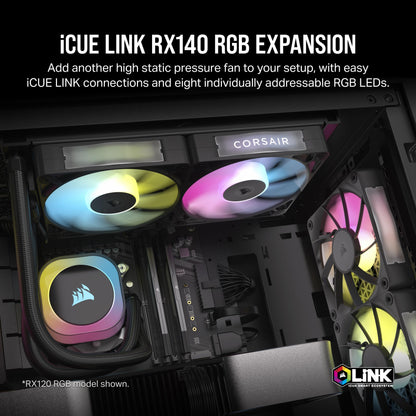 CORSAIR iCUE Link RX140 RGB 140mm PWM Fan - Magnetic Dome Bearing - Single Fan - Black 1 x 140mm