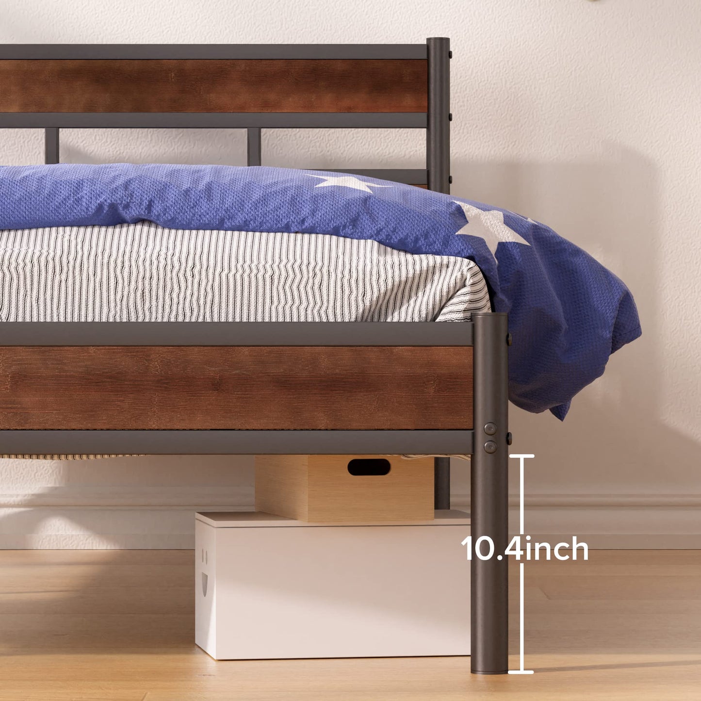 Zinus Roman Bamboo and Metal Platform Bed Frame/No Box Spring Needed/Easy Assembly, Twin