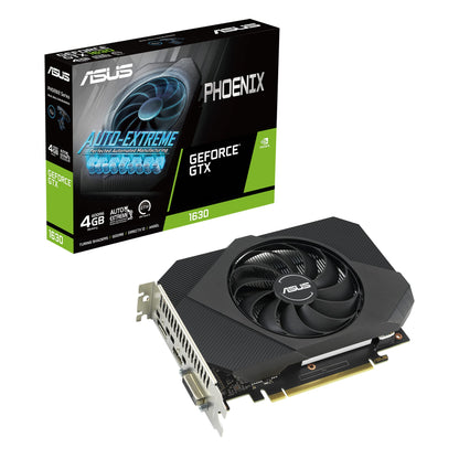 ASUS Phoenix NVIDIA GeForce GTX 1630 Gaming Graphics Card (PCIe 3.0, 4GB GDDR6 Memory, HDMI 2.0, DisplayPort 1.4a, DVI-D, Axial-tech Fan Design, Dual Ball Fan Bearings, Auto-Extreme) Single Fan GTX1630|4G