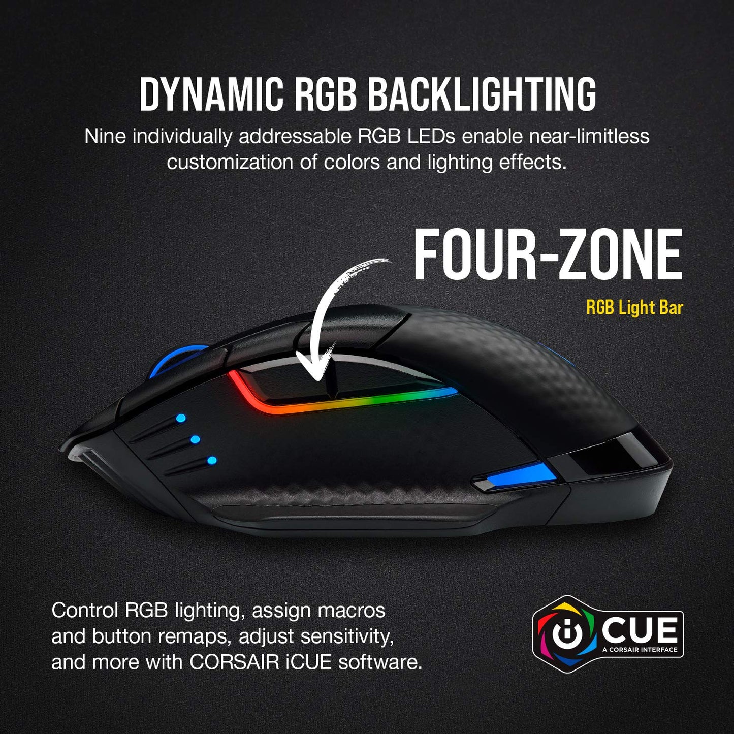 Corsair Dark Core RGB Pro SE, FPS/MOBA Gaming Mouse with SLIPSTREAM Technology, Black, Backlit RGB LED, 18000 DPI, Optical, Qi wireless charging certified