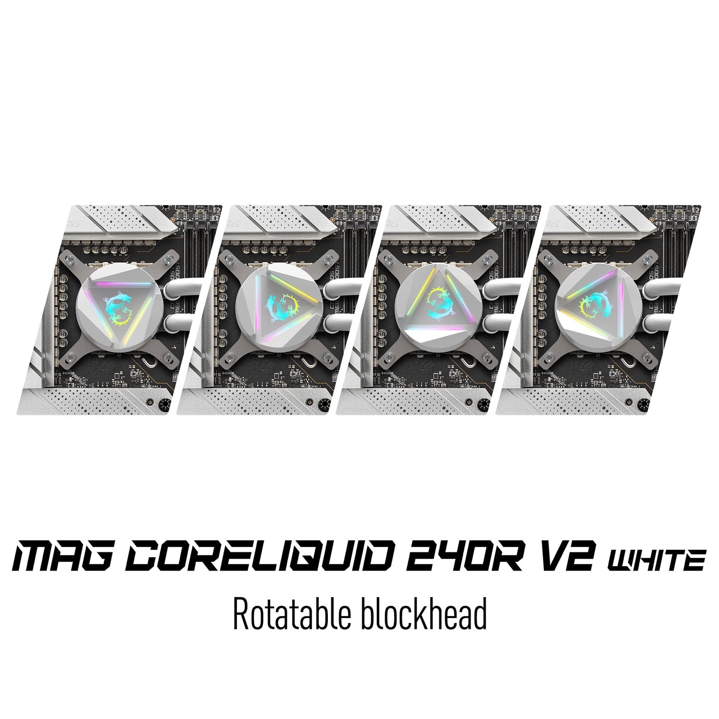 MSI MAG CORELIQUID 240R V2 White AIO Liquid CPU Cooler, 240mm Radiator, Dual 120mm PWN Fans, ARGB Lighting controled by Software LGA 1700 and AM5 Ready