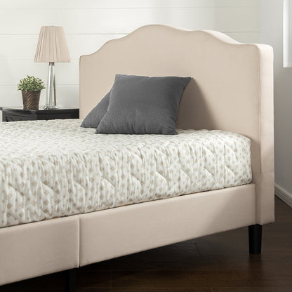 Zinus Paris Upholstered Scalloped Platform Bed with Wooden Slat Support, Queen Traditional