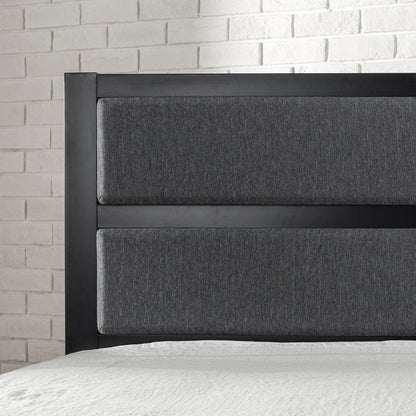 Zinus Modern Studio Upholstered Metal Headboard, Full Upholstered Grey