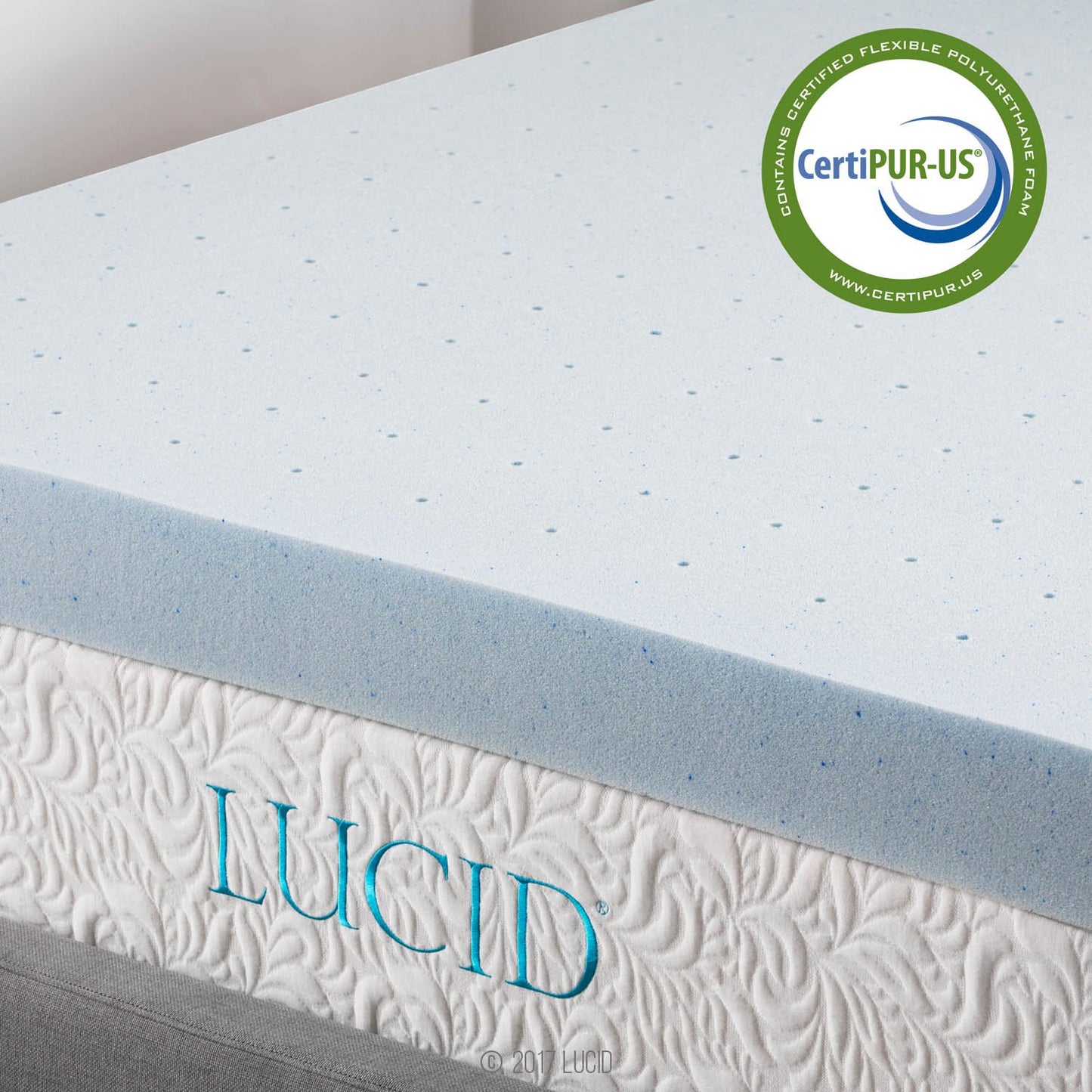 LUCID 4 Inch Gel Memory Foam Mattress Topper - Ventilated Design - Ultra Plush - Full