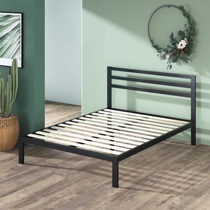 Zinus Full Bed Frame - Mia 15 inch Metal Platform Bed Frame with Headboard, Wood Slat Support, No Box Spring Needed, Easy Assembly - Bed Frame with Underbed Storage Space, Full Size