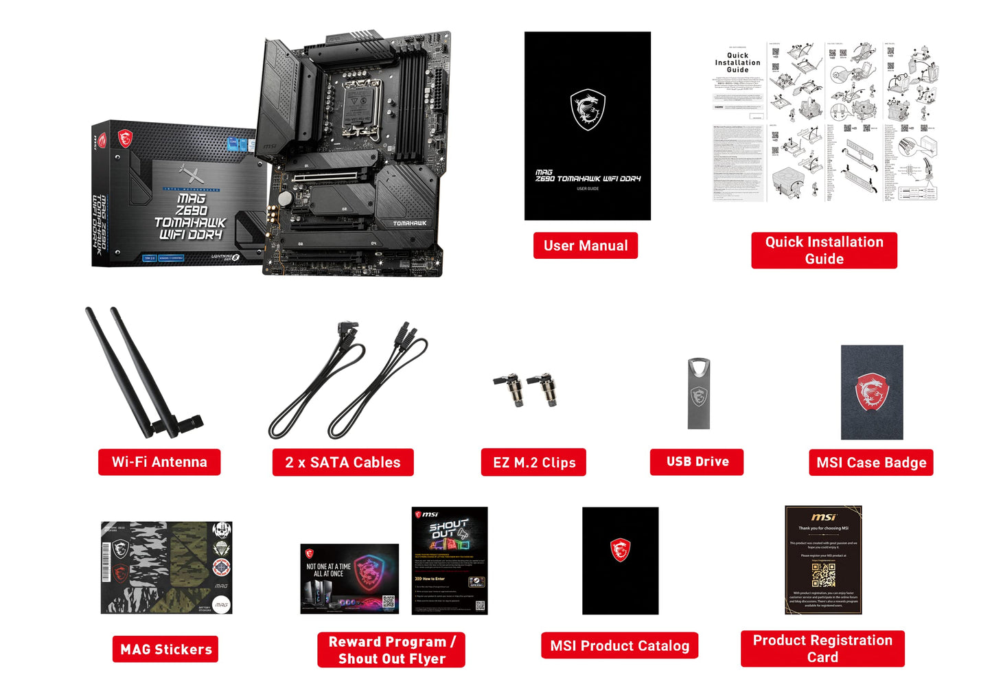 MSI MAG Z690 TOMAHAWK WIFI DDR4 Gaming Motherboard (ATX, AMD, Socket LGA 1700. DDR4, PCIe 5, M.2 Slots, Wi-Fi 6E, BT5.2)