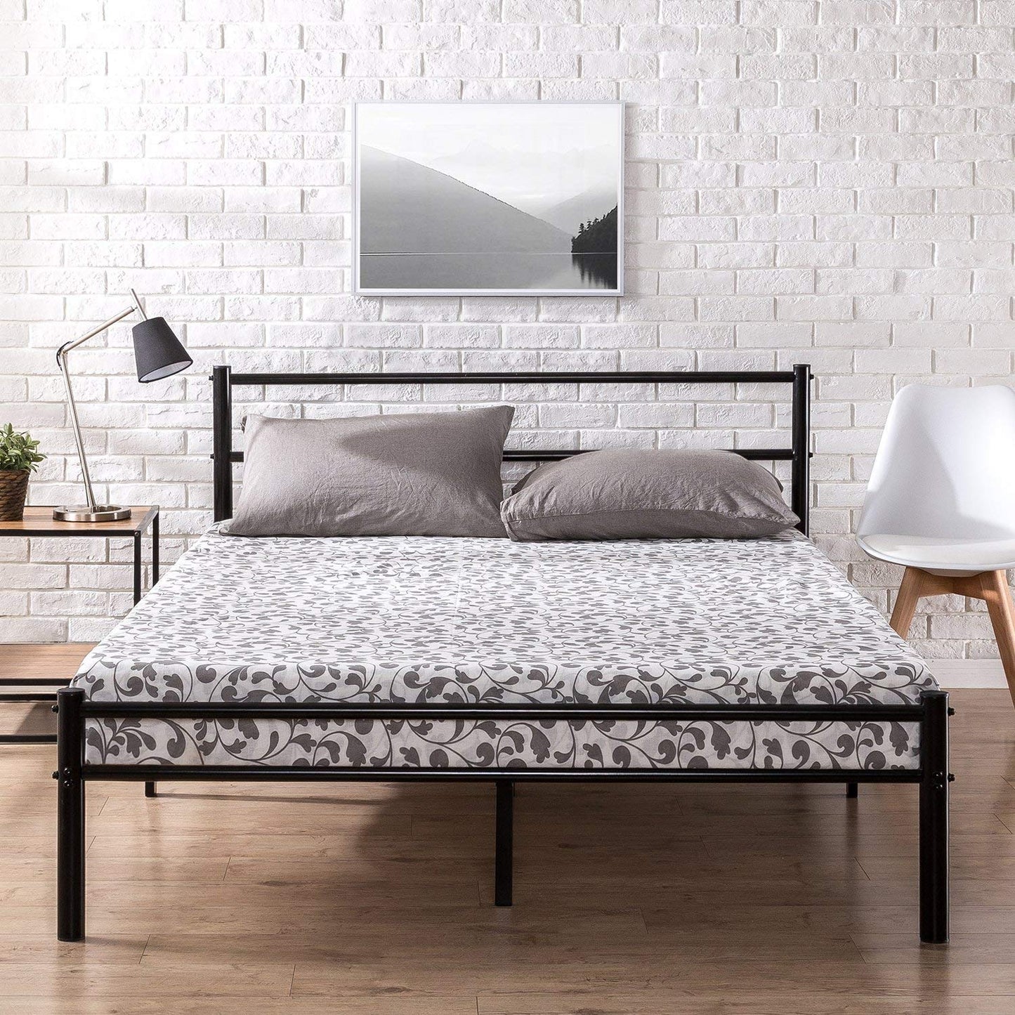 Zinus Queen Bed Frame - Geraldine 12 inch Black Metal Platform Bed Frame with Headboard and Footboard - No Box Spring Needed, Under Bed Storage Space, Easy Assembly, Durable Steel Slat Support, Queen Contemporary