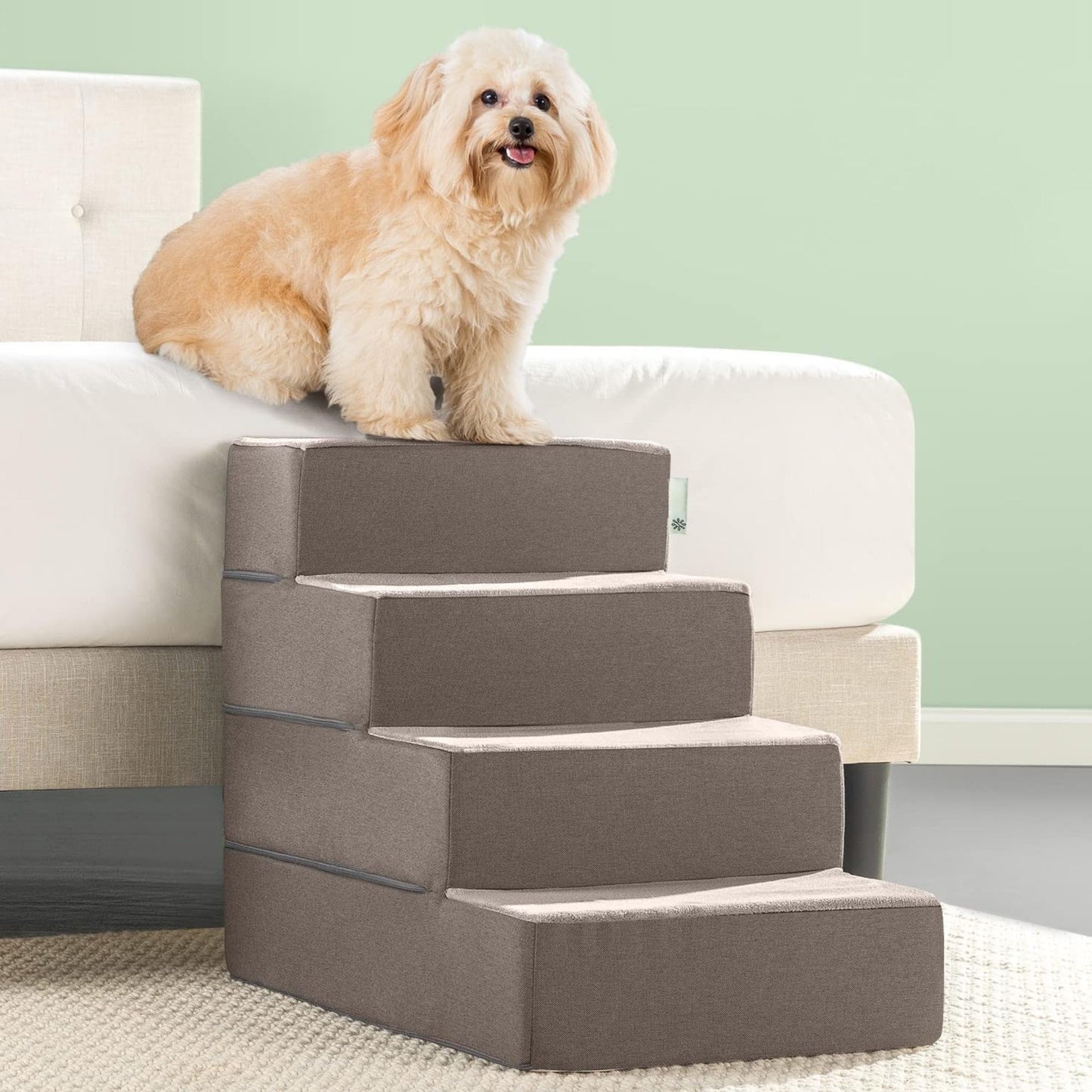 ZINUS Easy Pet Stairs/Pet Ramp/Pet Ladder, Large, Sand L (Pack of 1)