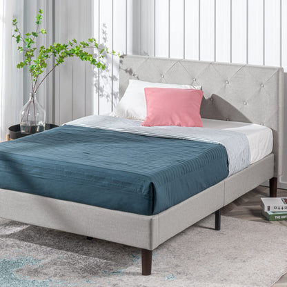 Zinus FDPB-LG-K Upholstered Diamond Stitched Platform Bed in Sage Grey, King